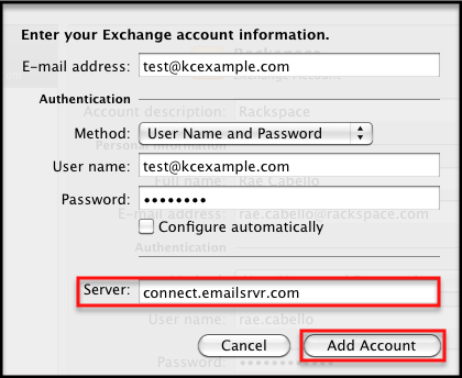 add exchange account to mac